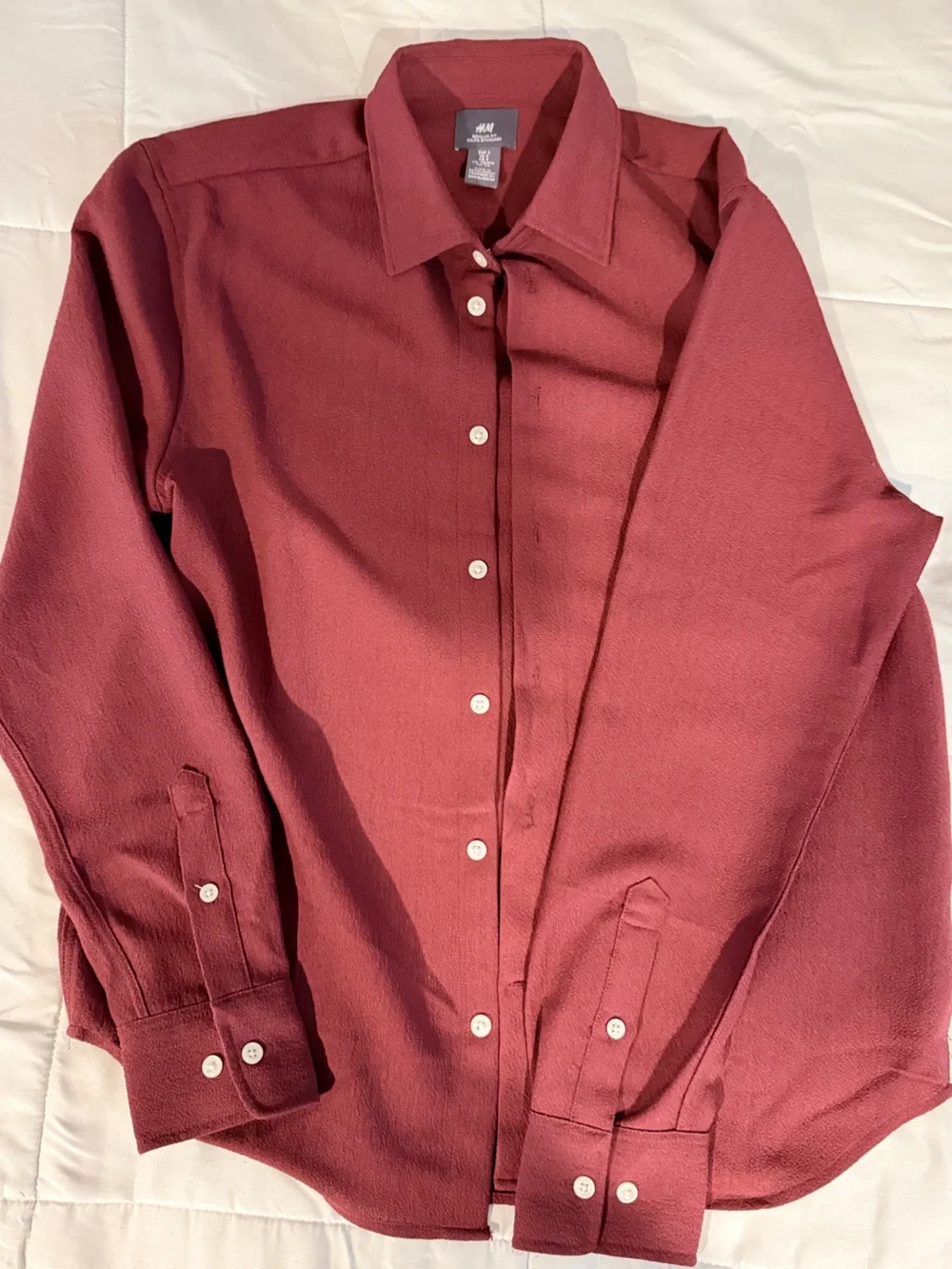 H&M Men's Deep Wine Button-Down Shirt